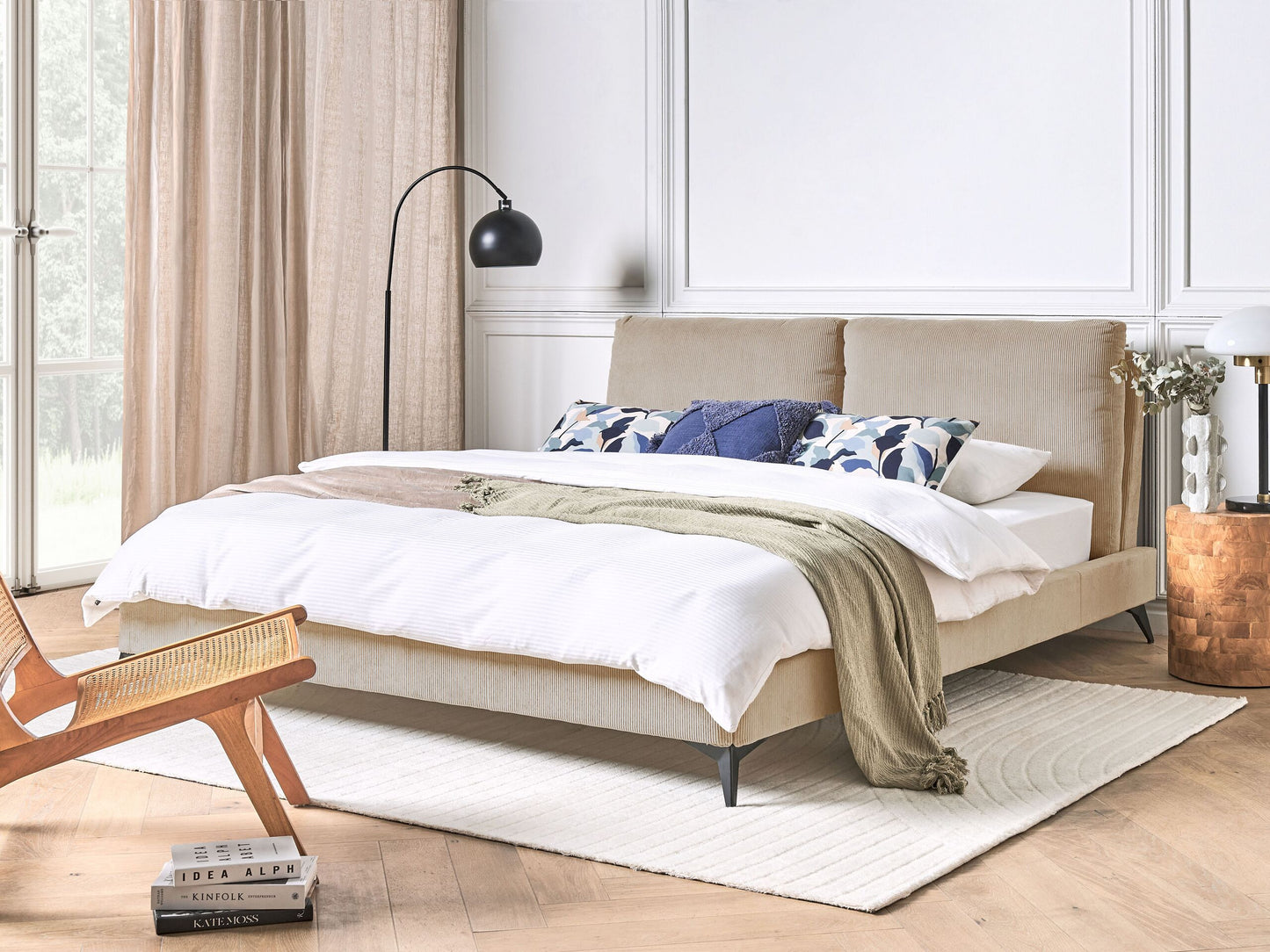 Bett mit Lattenrost Cord MELLE 180 x 200 cm Taupe