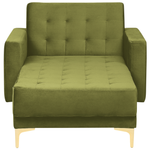 Chaiselongue Samtstoff grün / gold ABERDEEN