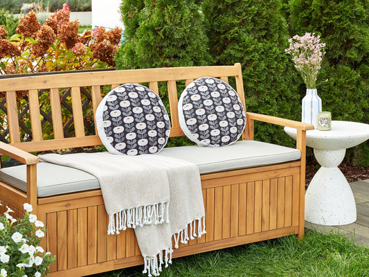 Gartenkissen 2er Set VALSORDA Geometrisches Muster 40 x 40 cm Grau