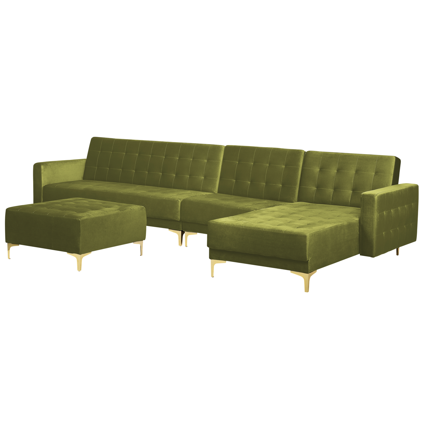 Modulsofa Samtstoff Schlaffunktion grün linksseitig Ottomane ABERDEEN