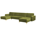 Schlafsofa U-förmig Samtstoff grün ABERDEEN