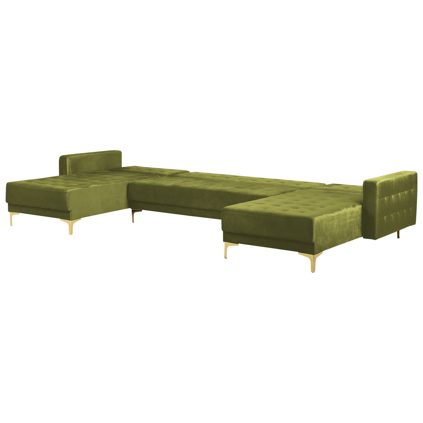 Schlafsofa U-förmig Samtstoff grün ABERDEEN