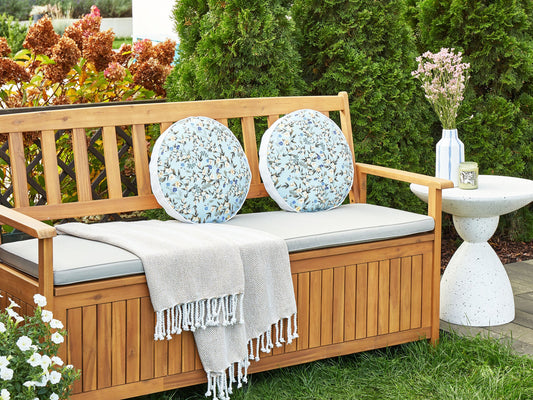 Gartenkissen 2er Set VALLORIA Blumenmuster 40 x 40 cm Hellblau