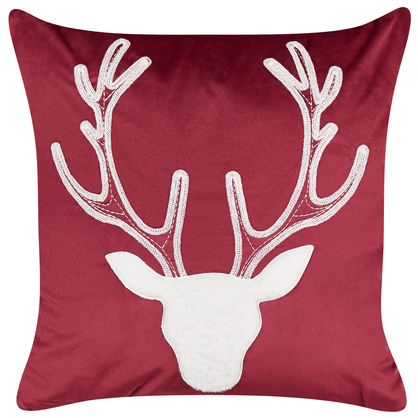 Dekokissen 2er Set BICOCCA Samtstoff 45 x 45 cm Dunkelrot Weihnachtsmotiv