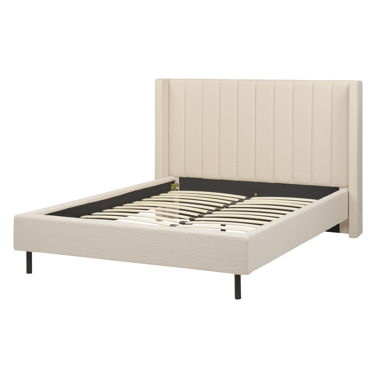 Bett mit Lattenrost Bouclé VILLETTE 140 x 200 cm Beige