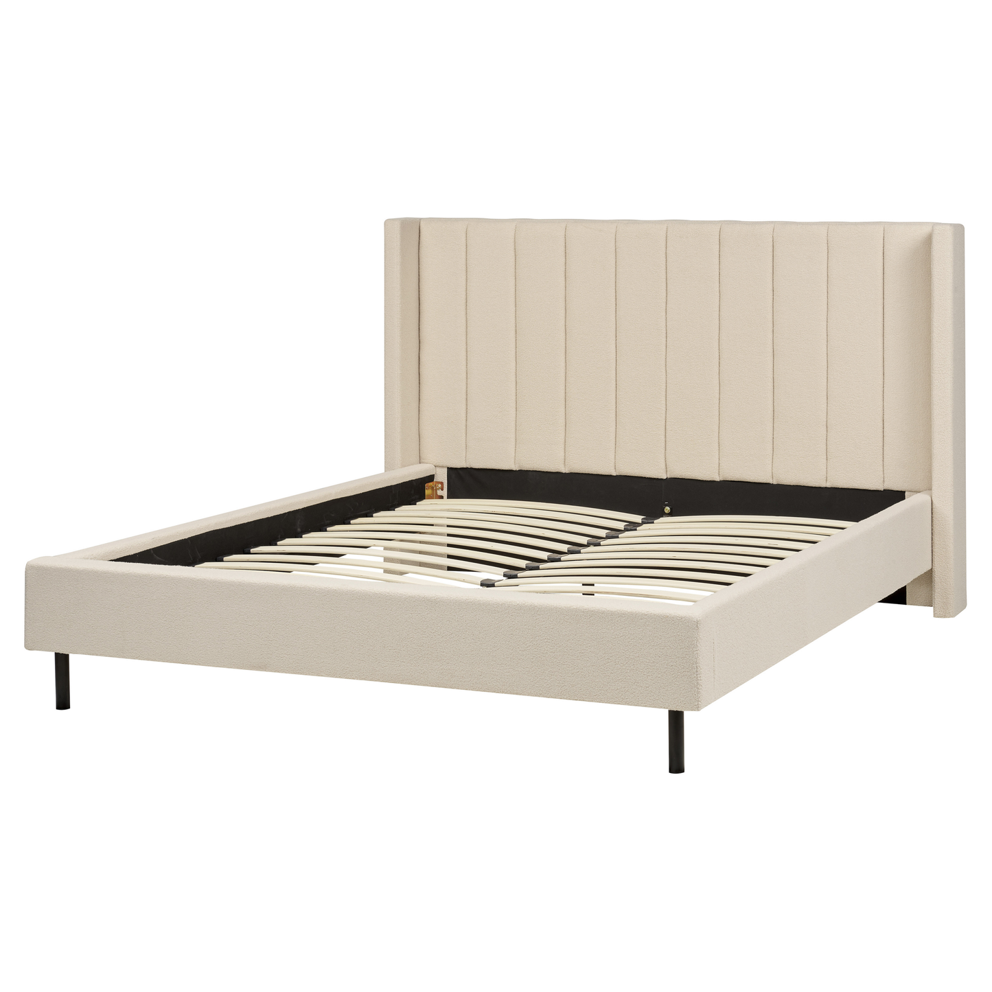 Bett mit Lattenrost Bouclé VILLETTE 160 x 200 cm Beige