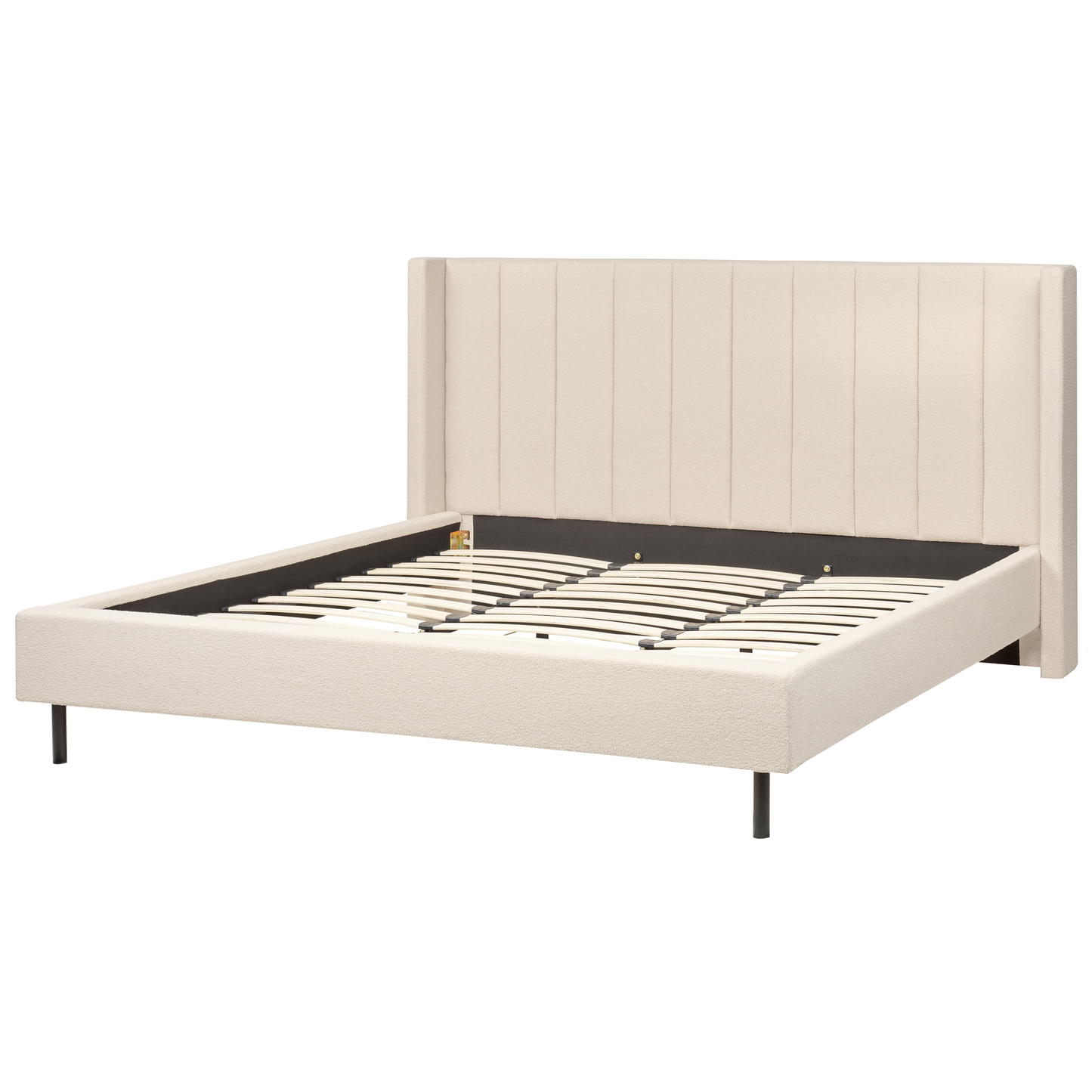 Bett mit Lattenrost Bouclé VILLETTE 180 x 200 cm Beige