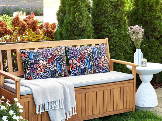 Gartenkissen 2er Set CASTELARO Blumenmuster 40 x 60 cm Bunt