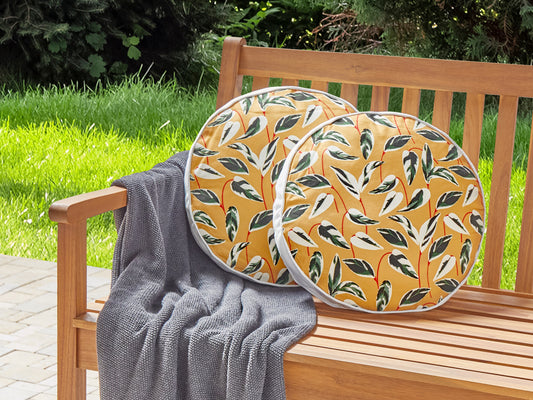 Gartenkissen 2er Set TAGGIA Pflanzenmuster 40 x 40 cm Gelb