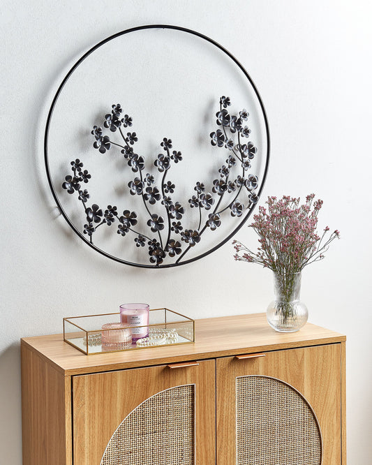 Wandobjekt Blume STRONTIUM Metall 70 cm Schwarz