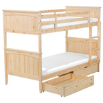 Hochbett mit Schubladen Kiefernholz ALBON 90 x 200 cm Hellbraun