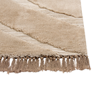 Teppich beige 160 x 230 cm mit Fransen Kurzflor SAZOO