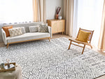 Teppich weiss / grau 300 x 400 cm geometrisches Muster Kurzflor SIBI