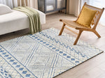 Teppich cremeweiss / blau 160 x 230 cm geometrisches Muster Kurzflor MARGAND