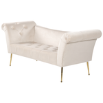 Chaiselongue Samtstoff creme / gold NANTILLY