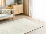 Teppich Wolle hellbeige 160 x 230 cm Streifenmuster ABEGUM