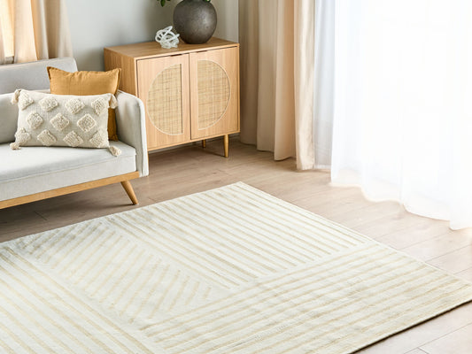 Teppich Wolle hellbeige 200 x 300 cm Steifenmuster ABEGUM