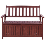 Gartenbank mit Auflage SOVANA 120 cm mit Stauraum Akazienholz Rot