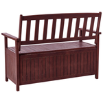 Gartenbank mit Auflage SOVANA 120 cm mit Stauraum Akazienholz Rot