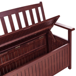 Gartenbank mit Auflage SOVANA 120 cm mit Stauraum Akazienholz Rot