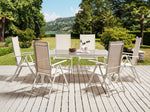 Gartentisch CATANIA 91 cm 160 cm Glas Beige