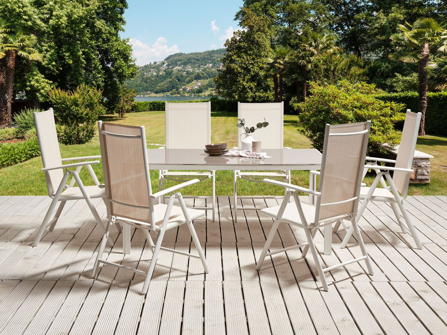 Gartenstuhl 6er Set CATANIA Metall Beige