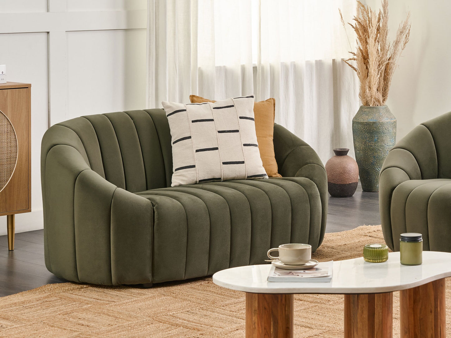 2-Sitzer Sofa Samtstoff dunkelgrün MALUNG