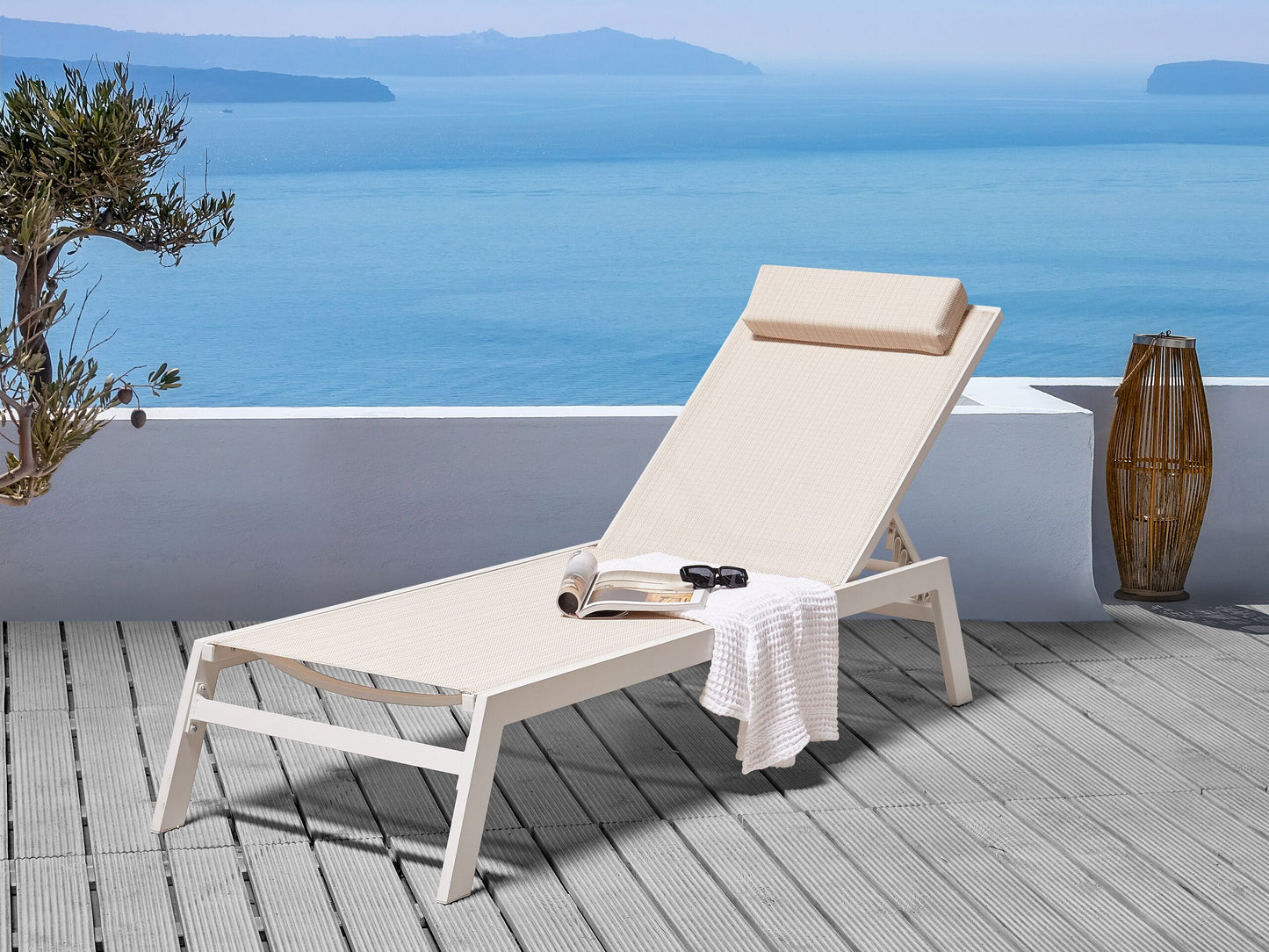 Gartenliege Aluminium Textilbespannung beige CATANIA II