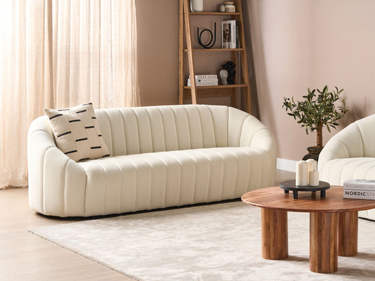 3-Sitzer Sofa Samtstoff cremeweiss MALUNG