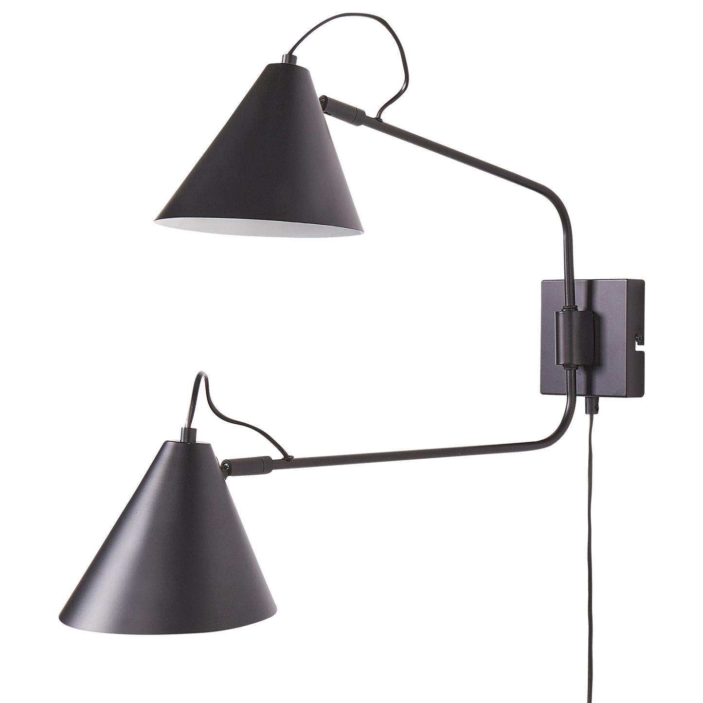 Wandleuchte Metall schwarz 2-flammig Kegelform verstellbar MANDIRI