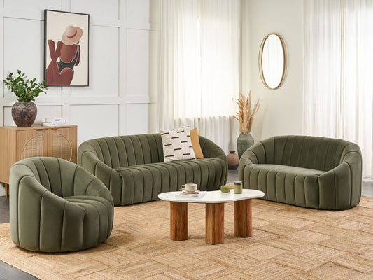 Sofa Set Samtstoff dunkelgrün 6-Sitzer MALUNG