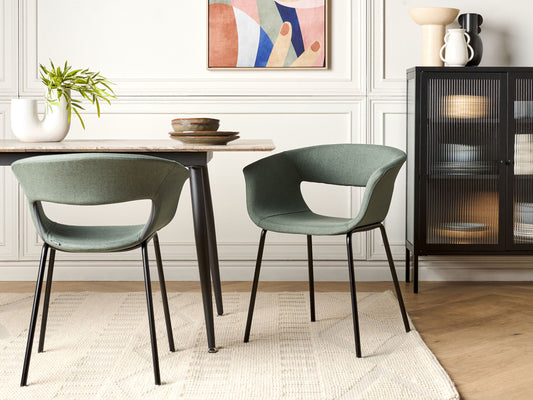 Esszimmerstuhl 2er Set ELMA Dunkelgrün
