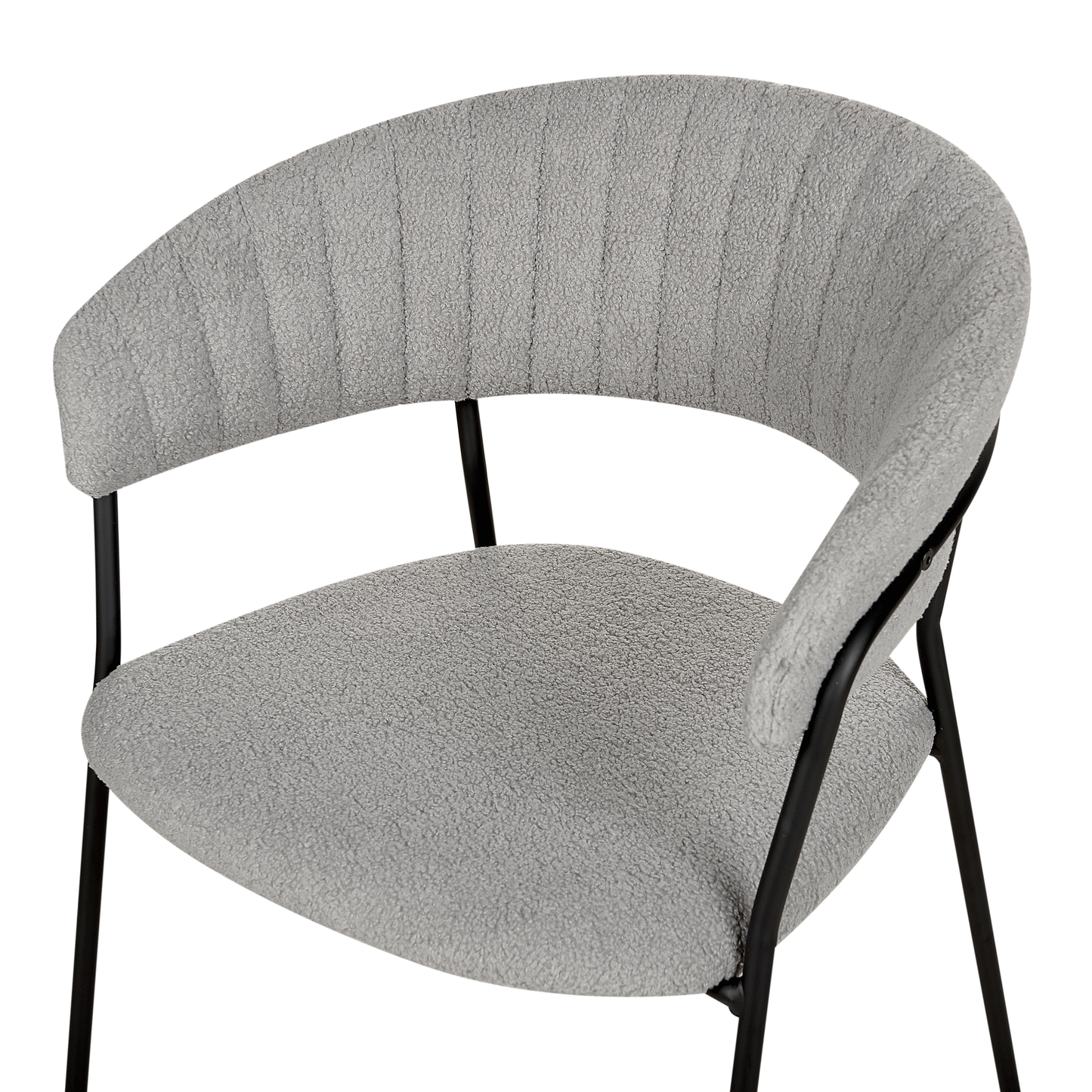 Esszimmerstuhl 2er Set MARIPOSA Bouclé Grau