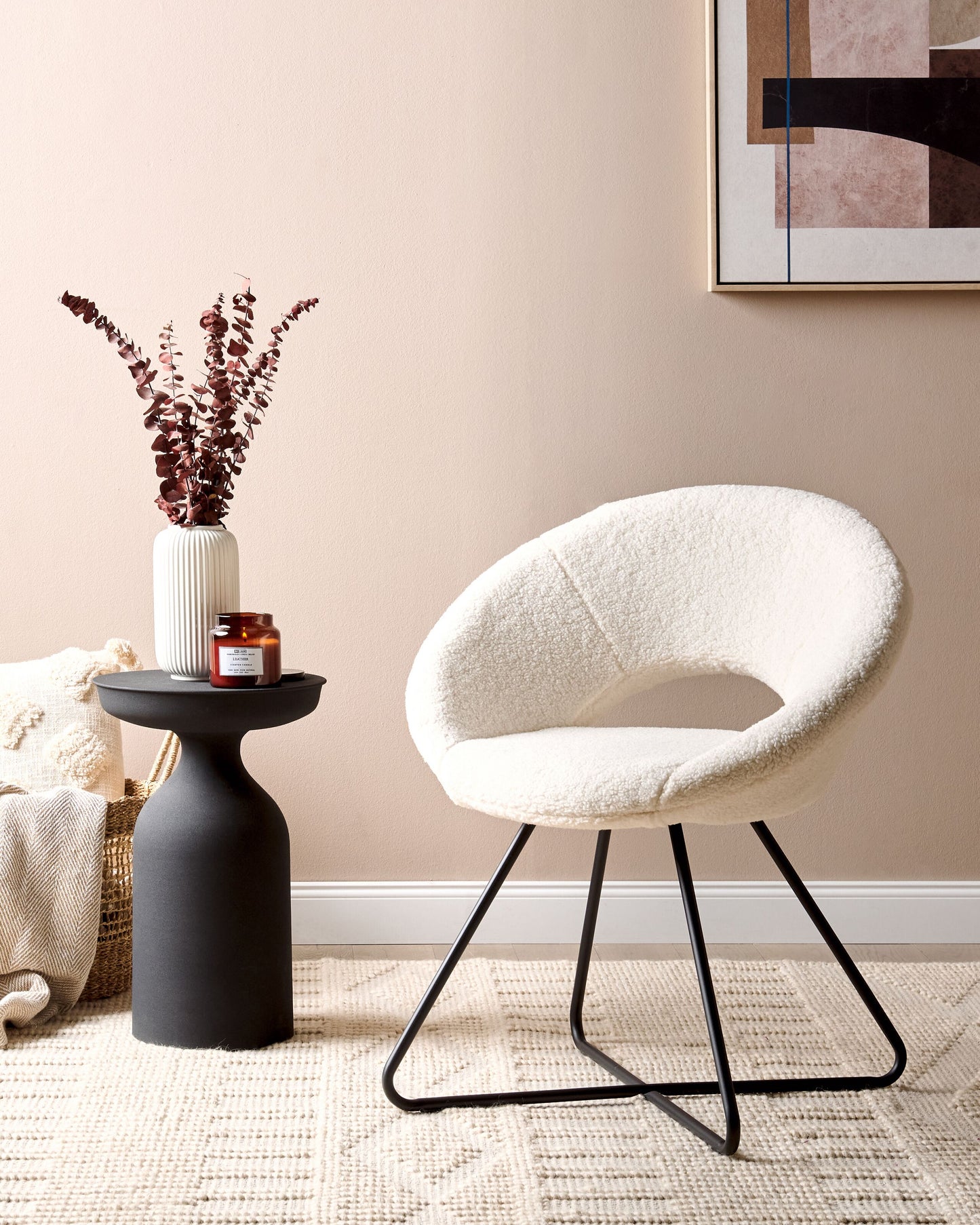 Esszimmerstuhl RACHEL Bouclé Weiss