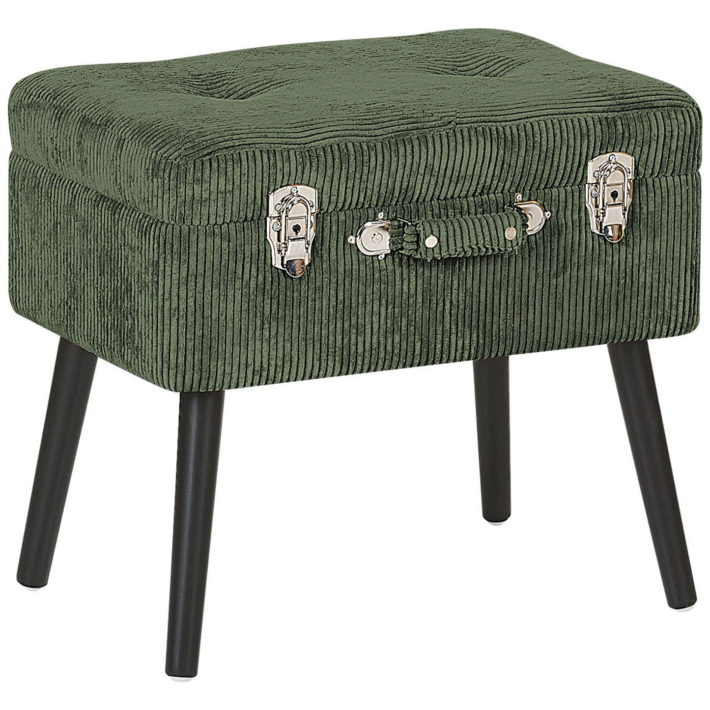 Hocker mit Stauraum Cord dunkelgrün Koffer-Design MALLARD