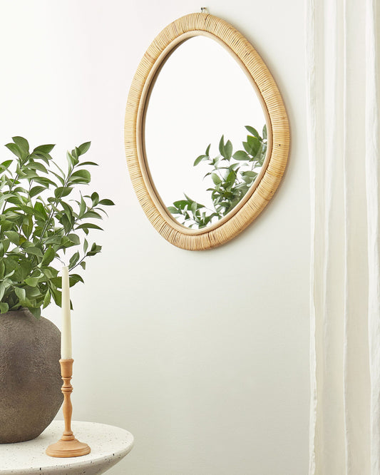 Wandspiegel ZAATARI 50 cm 60 cm Rattan Naturfarben