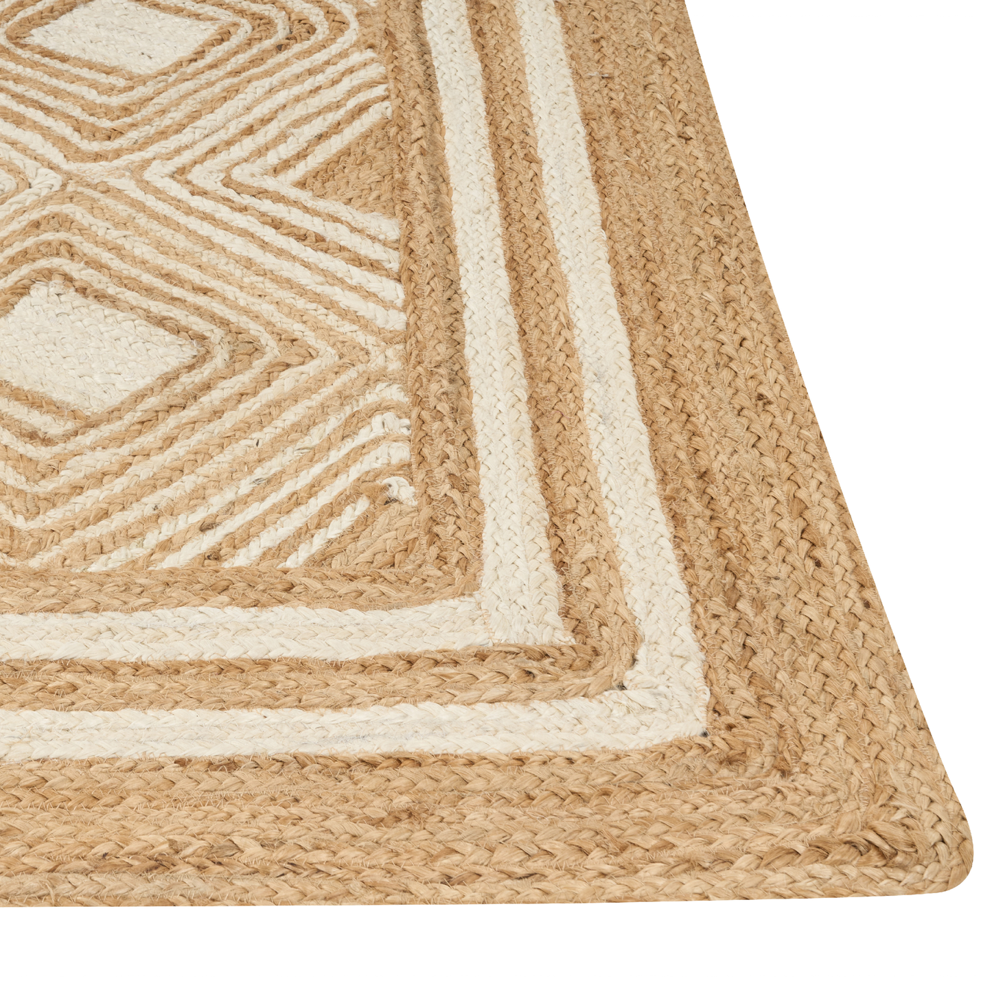 Teppich Jute beige 200 x 300 cm geometrisches Muster Kurzflor MENGEN