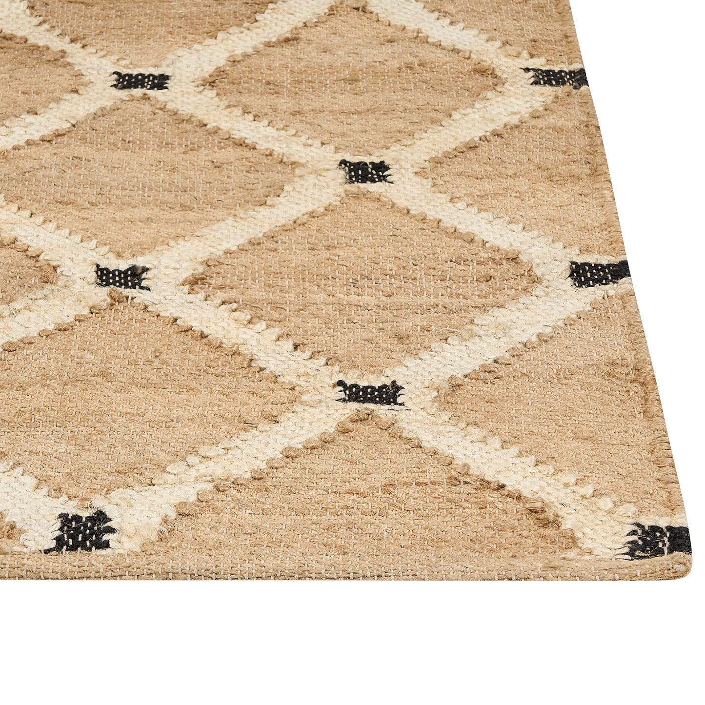 Teppich Jute beige 200 x 300 cm geometrisches Muster Kurzflor KALEKOY
