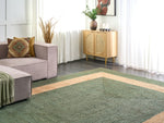 Teppich Jute grün / beige 300 x 400 cm geometrisches Muster Kurzflor KARAKUYU