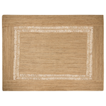 Teppich Jute beige 300 x 400 cm geometrisches Muster Kurzflor YENIKOY