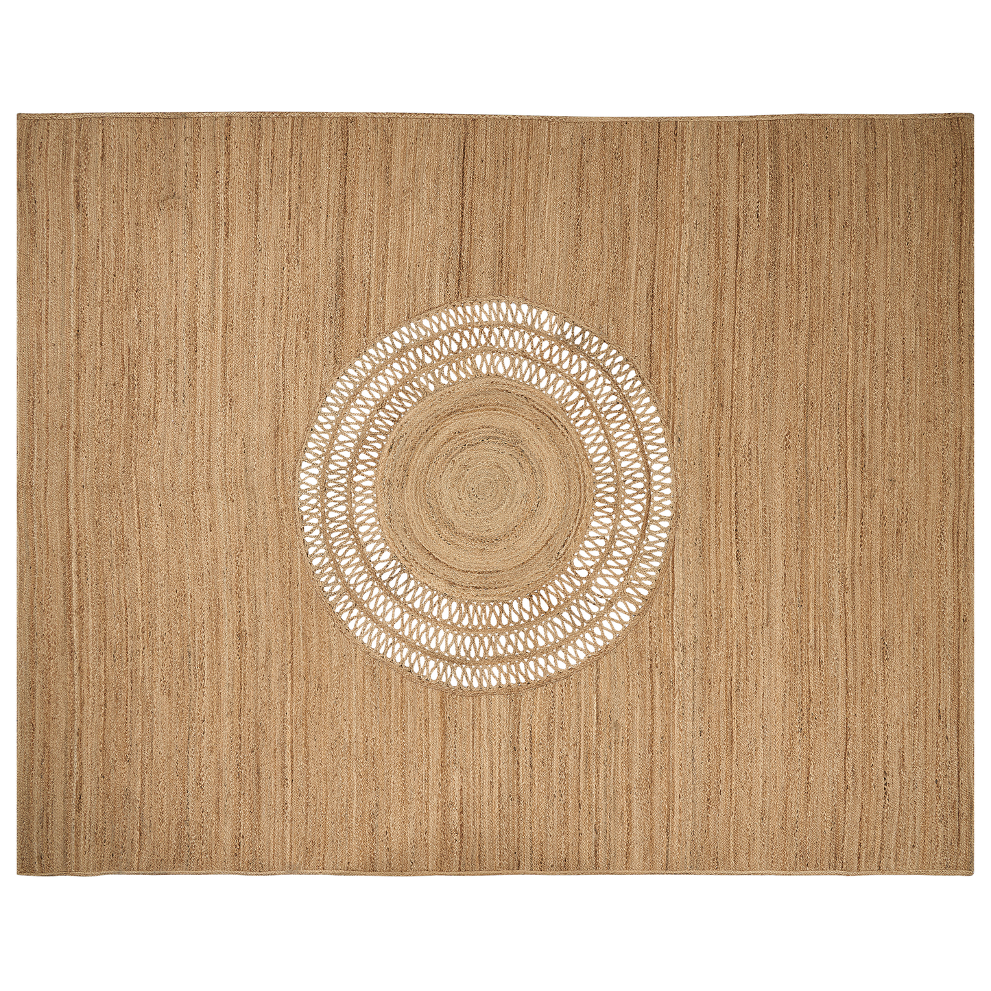 Teppich Jute beige 300 x 400 cm geometrisches Muster Kurzflor BOGAZOREN