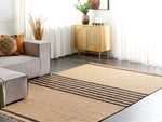 Teppich Jute beige / schwarz 200 x 300 cm Streifenmuster Kurzflor ERICEK