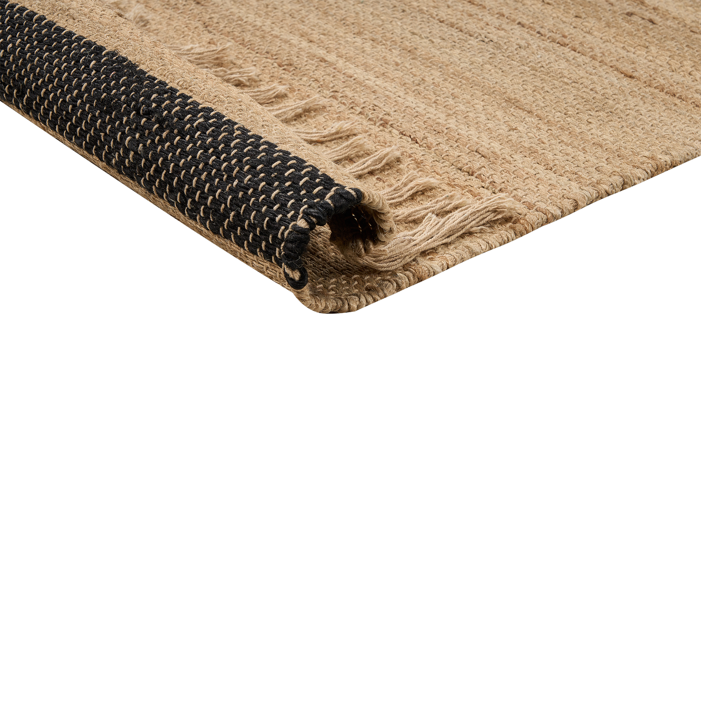 Teppich Jute beige / schwarz 200 x 300 cm Streifenmuster Kurzflor ERICEK