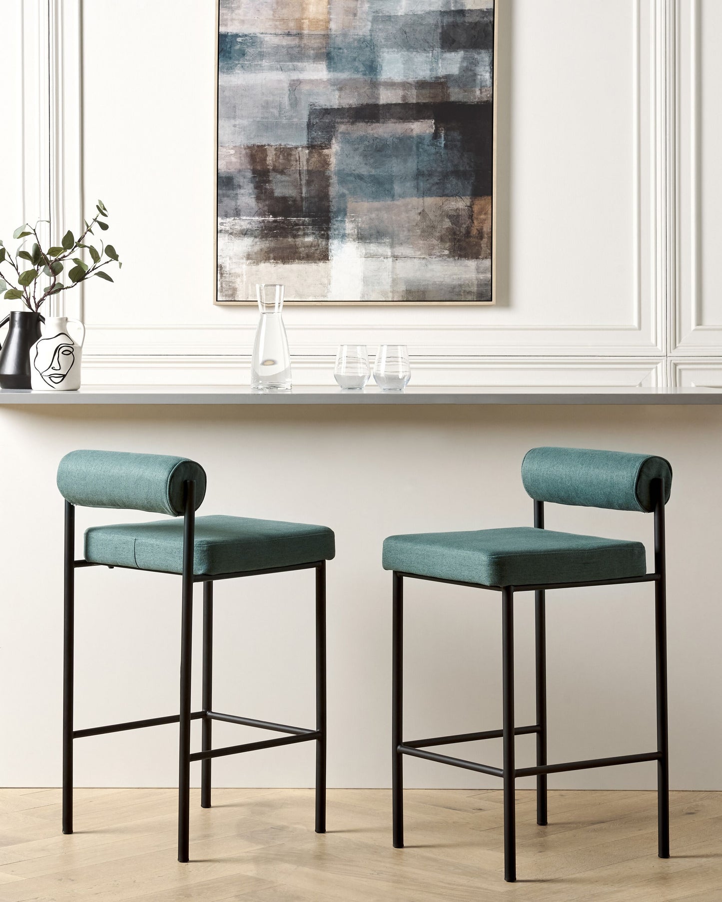 Set mit 2 Barstühlen AMAYA Blaugrün