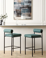 Set mit 2 Barstühlen AMAYA Blaugrün
