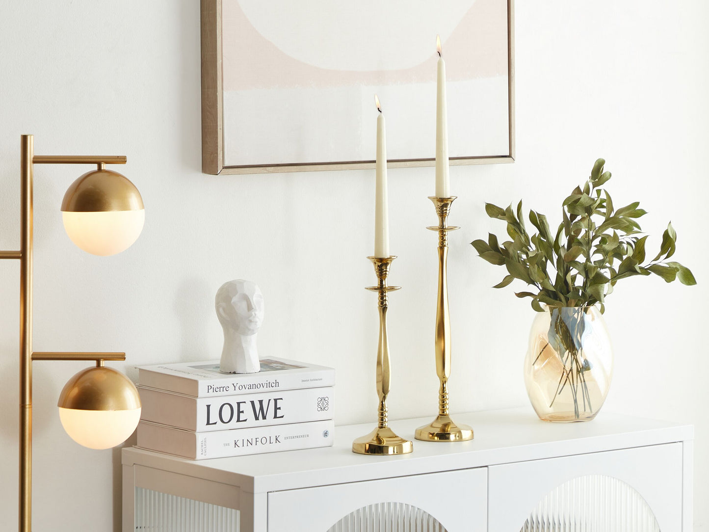 Kerzenständer 2er Set DIKIRNIS Metall 31/36 cm Gold