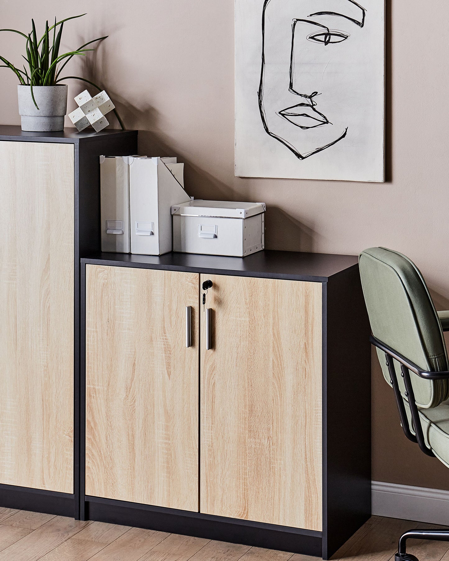 Büroschrank ZEHNA Braun / Schwarz