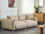 3-Sitzer Sofa Stoff hellbeige mit Kissen LUVOS
