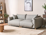 3-Sitzer Sofa Stoff hellgrau mit Kissen LUVOS