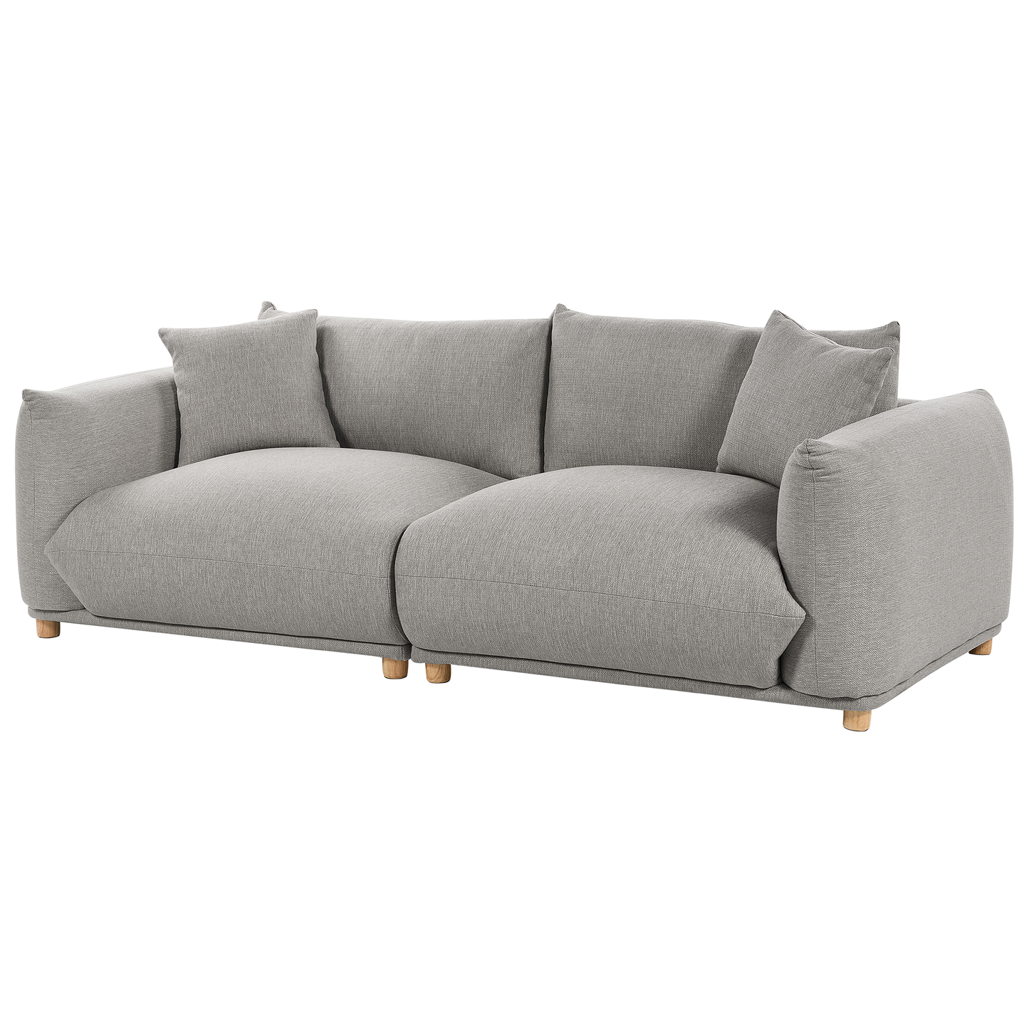 3-Sitzer Sofa Stoff hellgrau mit Kissen LUVOS